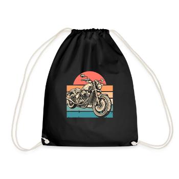 Motorrad Biker Motorbike - Turnbeutel - Schwarz - Vorne