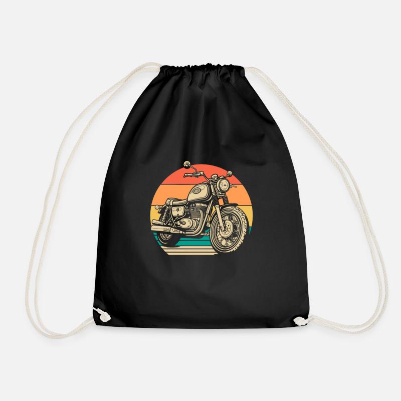 Motorcycle Biker Motorbike - Drawstring Bag - black