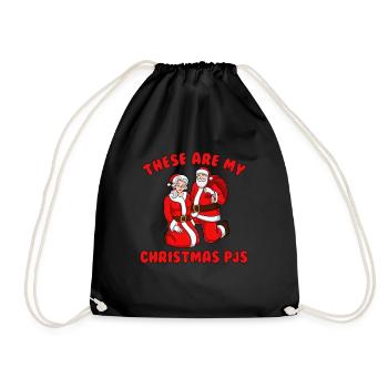These are my Christmas PJS Santa and Mrs. Clau - Drawstring Bag - black - Front