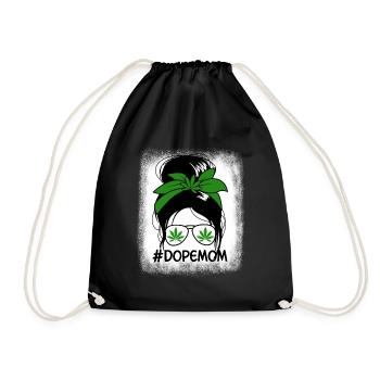 Dop Mom Messy Bun Marijuana Smoking Mom - Drawstring Bag - black - Front