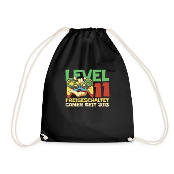 Gaming 11. Geburtstag 11 Jahre Gamer - Turnbeutel - Schwarz - Vorne
