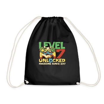 Gaming 7th Birthday 7 Years Gamer - Drawstring Bag - black - Front