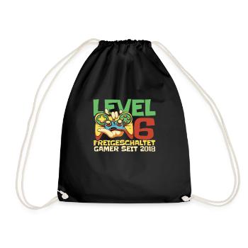 Gaming .6 Geburtstag 6 Jahre Gamer - Turnbeutel - Schwarz - Vorne