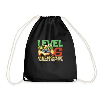 Gaming .6 Geburtstag 6 Jahre Gamer - Turnbeutel - Schwarz - Vorne