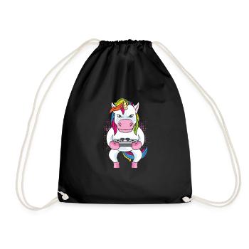 Gamer Gaming Gamer Unicorn - Turnbeutel - Schwarz - Vorne