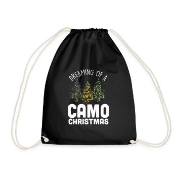 Ich träume von einer Camo -Weihnachts -TarnungHemd - Turnbeutel - Schwarz - Vorne