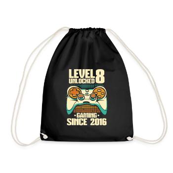 Gaming 8th Birthday 8 Years Gamer - Drawstring Bag - black - Front