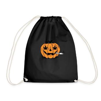 Unkraut rauchen Kürbis Stoner Marihuana Halloween - Turnbeutel - Schwarz - Vorne