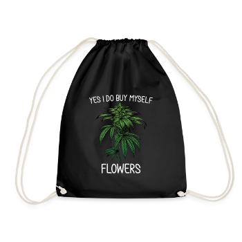 Ja, ich kaufe mir Blumen Marihuana -Frauenpotentis - Turnbeutel - Schwarz - Vorne