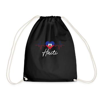 Haiti süße Haiti Flagge Herz Herzschlag stolz hait - Turnbeutel - Schwarz - Vorne