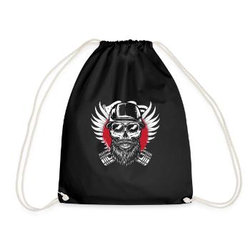 Motorrad Biker Motorbike Skull Motorcycle - Turnbeutel - Schwarz - Vorne