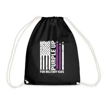 Lila up für Military Kids USA Flagge Kämpfer Jet - Turnbeutel - Schwarz - Vorne