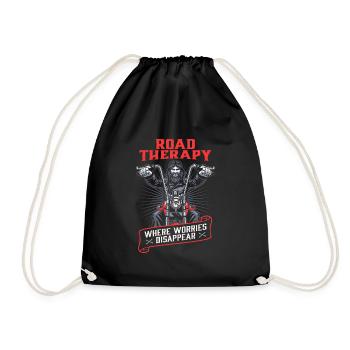 Motorrad Biker Motorbike Motorcycle Therapy - Drawstring Bag - black - Front