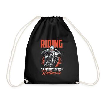 Motorrad Biker Motorbike Motorcycle Therapy - Drawstring Bag - black - Front