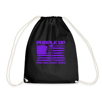 Lila auf Military Kids USA Purple up - Turnbeutel - Schwarz - Vorne