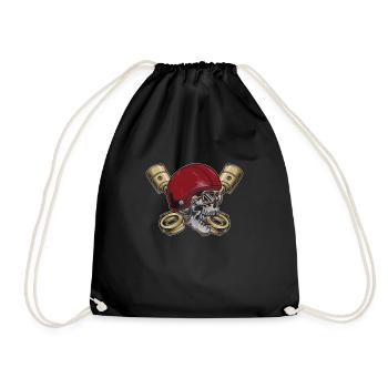 Motorrad Biker Motorbike Skull Motorcycle - Turnbeutel - Schwarz - Vorne