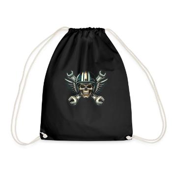 Motorrad Biker Motorbike Skull Motorcycle - Turnbeutel - Schwarz - Vorne