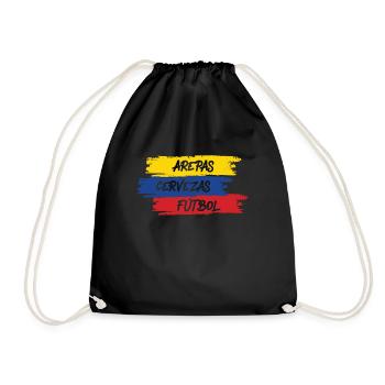 Arepas Cervezas Futbol stolze kolumbianische Kolum - Turnbeutel - Schwarz - Vorne