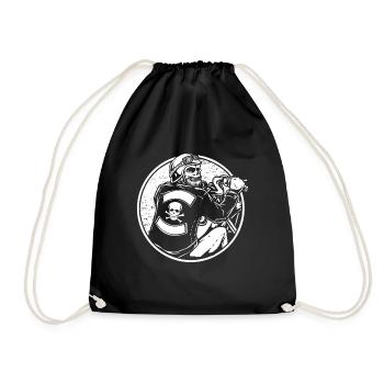 Motorrad Biker Motorbike Skull Motorcycle - Drawstring Bag - black - Front