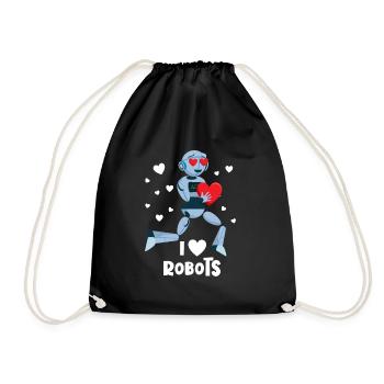 Ich liebe Roboter Red Heart Robotics Class Enginee - Turnbeutel - Schwarz - Vorne