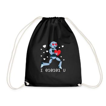 Ich liebe dich binär 01010 Roboter Valentine Robot - Turnbeutel - Schwarz - Vorne