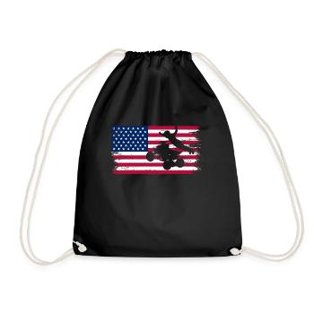 Quad 4 Wheeler USA Flag Patriotic Quad Geschenk AT - Turnbeutel - Schwarz - Vorne