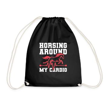 Horse Equestrian Ekg - Drawstring Bag - black - Front