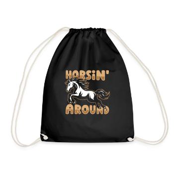 Horse Equestrian Sports - Drawstring Bag - black - Front