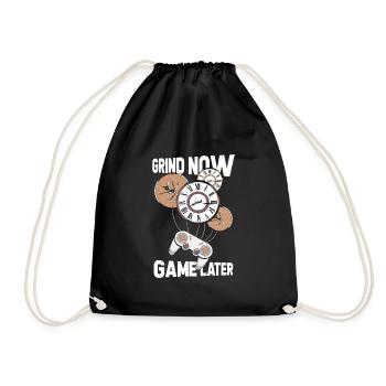 Gamer Gaming Time Clock - Drawstring Bag - black - Front