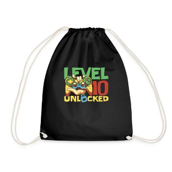 Gamer Gaming Level 10 Unlocked - Drawstring Bag - black - Front