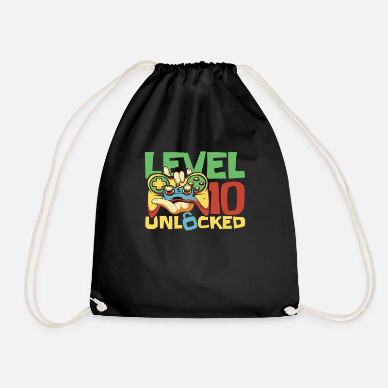 Gamer Gaming Level 10 Unlocked - Turnbeutel - Schwarz