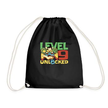 Gamer Gaming Level 9 Unlocked - Drawstring Bag - black - Front