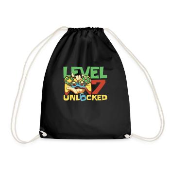 Gamer Gaming Level 7 Unlocked - Drawstring Bag - black - Front