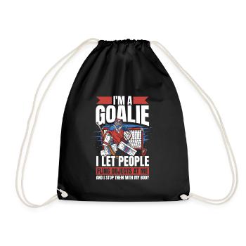 Ice Hockey Goalie Goalkeeper Puck Nothing Scares Me - Drawstring Bag - black - Front