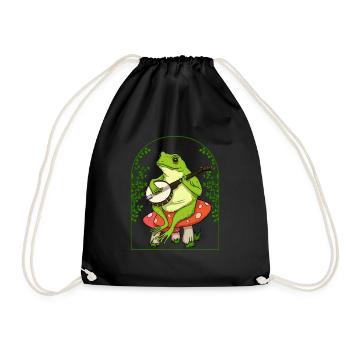 Frosch spielt Banjo Cottagecore Bluegrass Banjo - Turnbeutel - Schwarz - Vorne