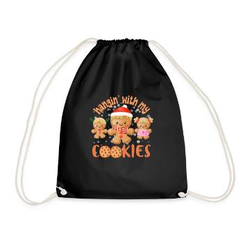 Hangin' With My Cookies Weihnachtslebkuchen - Turnbeutel - Schwarz - Vorne