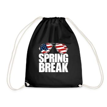 Frühlingsferien, patriotische USA-Flagge, Frühling - Turnbeutel - Schwarz - Vorne