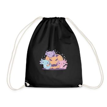Lustiges Axolotl - Turnbeutel - Schwarz - Vorne