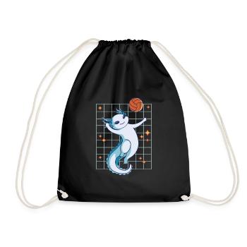 Lustiges Axolotl Basketball - Turnbeutel - Schwarz - Vorne