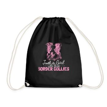 Unique border collie design for - Drawstring Bag - black - Front