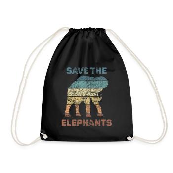 Elephant Lover Spirit Animal Design - Drawstring Bag - black - Front