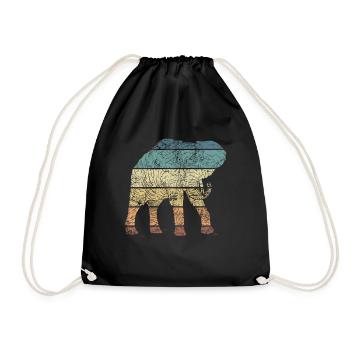 Elefant Spirit Tier Retro Liebe Vintage Design - Turnbeutel - Schwarz - Vorne