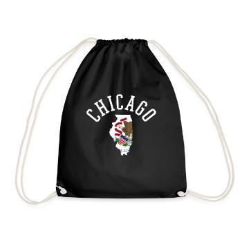 Chicago Usa Flagge Patriot Stolz Heimatstaat - Turnbeutel - Schwarz - Vorne