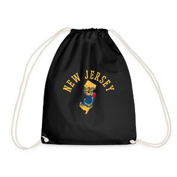 New Jersey USA Flag Patriot Home State Design - Drawstring Bag - black - Front