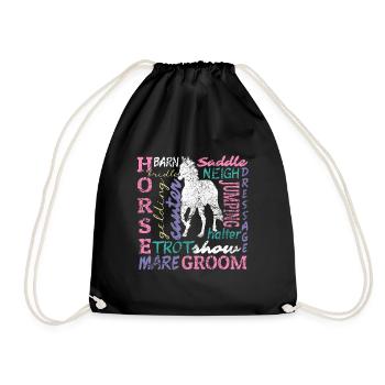 Gallop Into Style Horse Head Barn Design - Drawstring Bag - black - Front