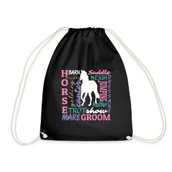 Équestre Love Horse Racing Horse Head Dictons - Sac de sport léger - noir - Devant