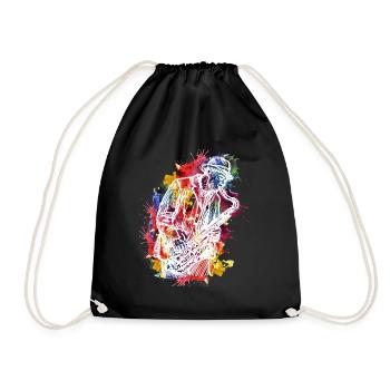 Aquarell-Design für Jazz-Saxophon-Enthusiasten - Turnbeutel - Schwarz - Vorne