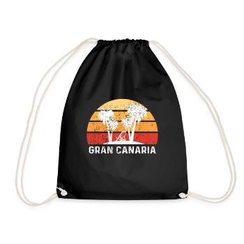 Gran Canaria Paradise Palm Trees Sunny Getaway - Drawstring Bag - black - Front