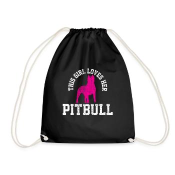 Des œuvres d’art uniques pour les filles tenant leur pitbull - Sac de sport léger - noir - Devant