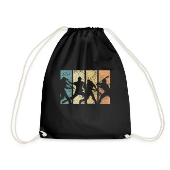 Baseball Retro Evolution Cool Baseball Funny - Turnbeutel - Schwarz - Vorne